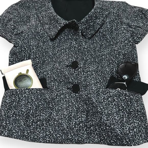 THEORY Rarias Tweedy Blazer Top Short Sleeve Jacket Gray Career Office Work 6 - Picture 6 of 12